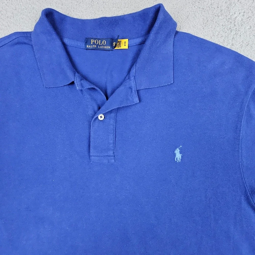Lot of 2 Polo Ralph Lauren 2XB Big Tall‎ Blue Cotton Pique Polo Shirts